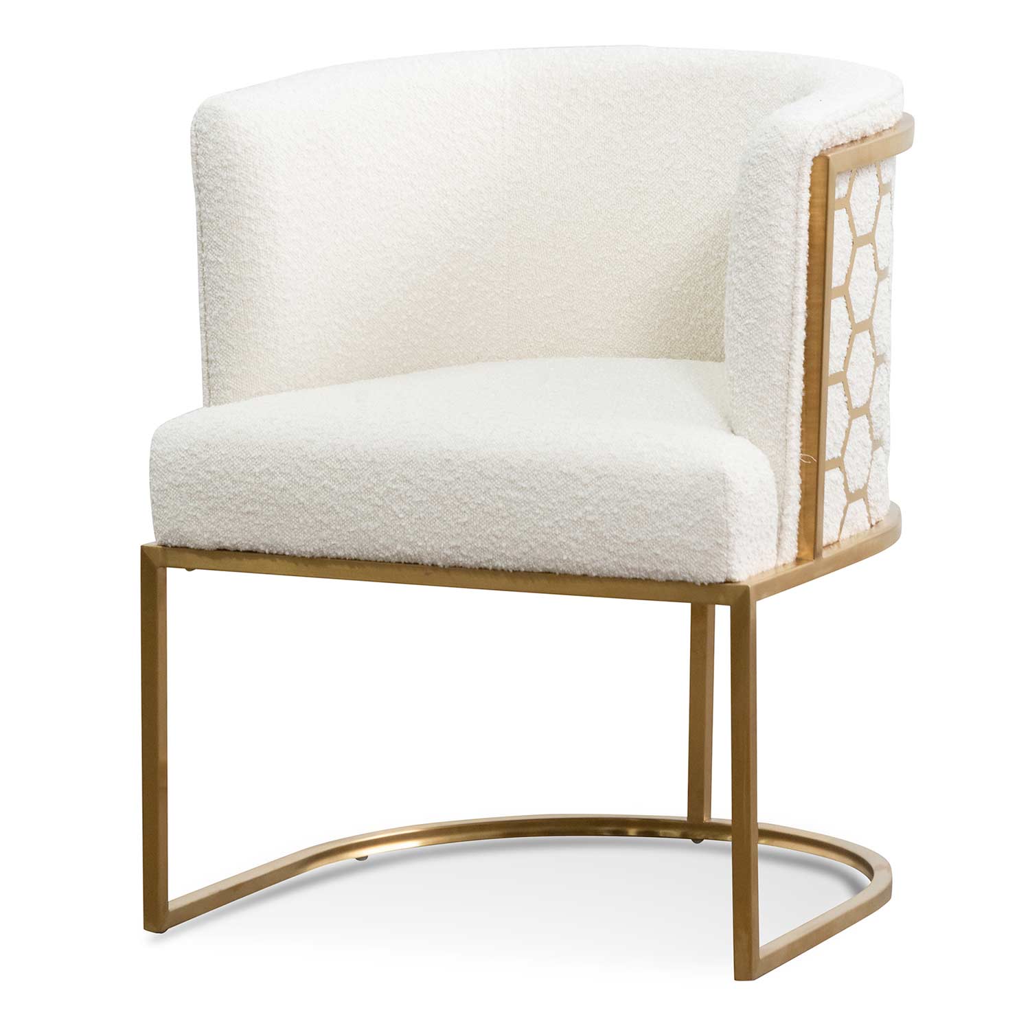 Jazz Armchair - Brushed Gold & Ivory White Boucle