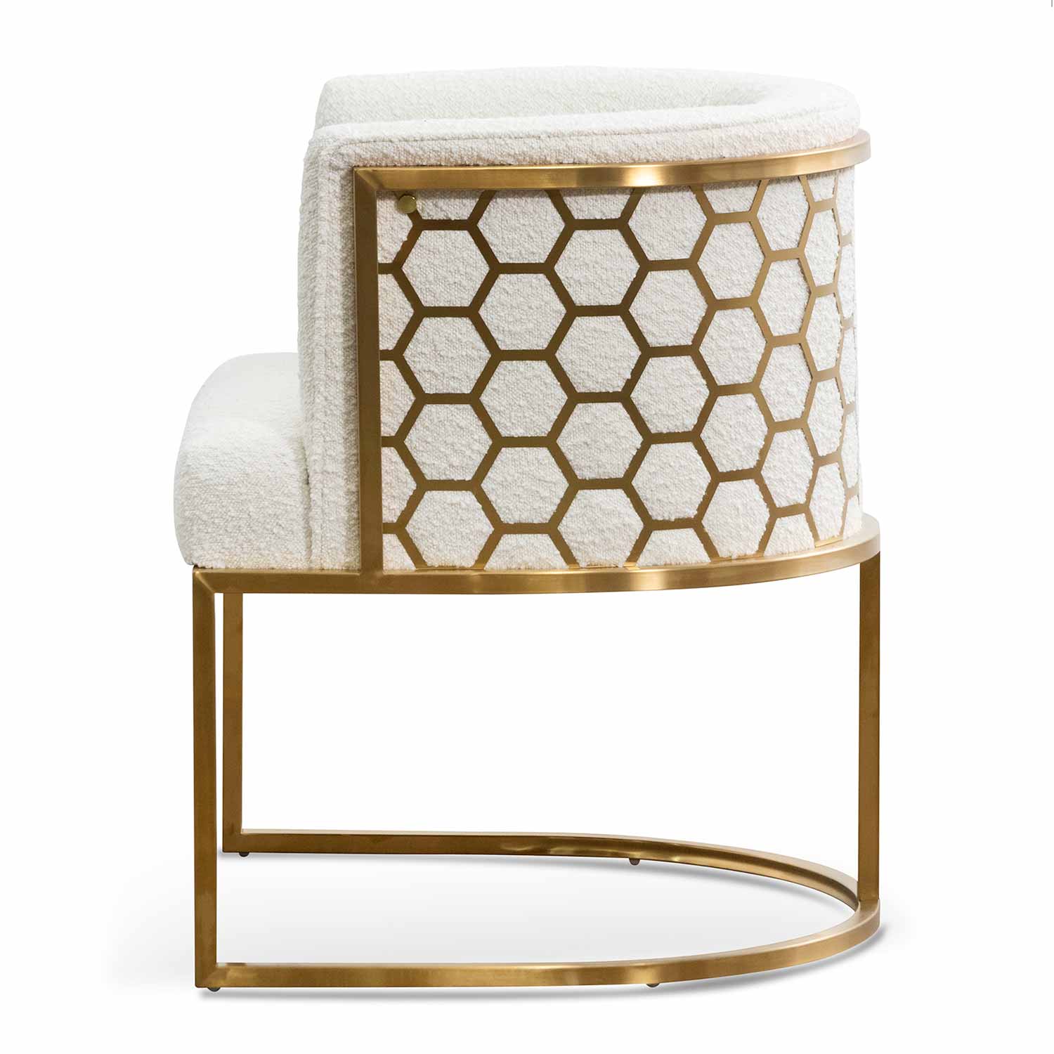 Jazz Armchair - Brushed Gold & Ivory White Boucle