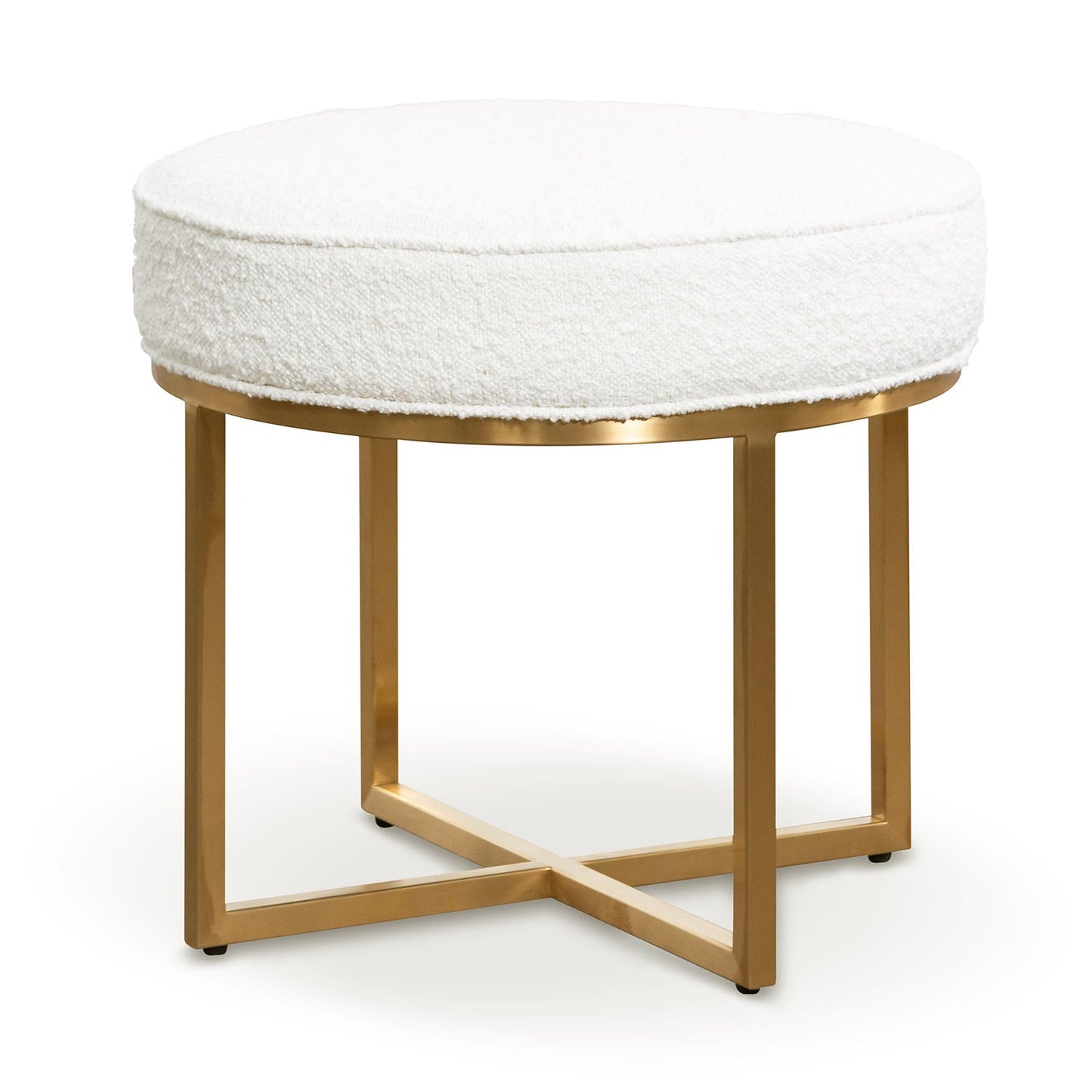 Jazz Stool - Brushed Gold Base & Ivory White Boucle