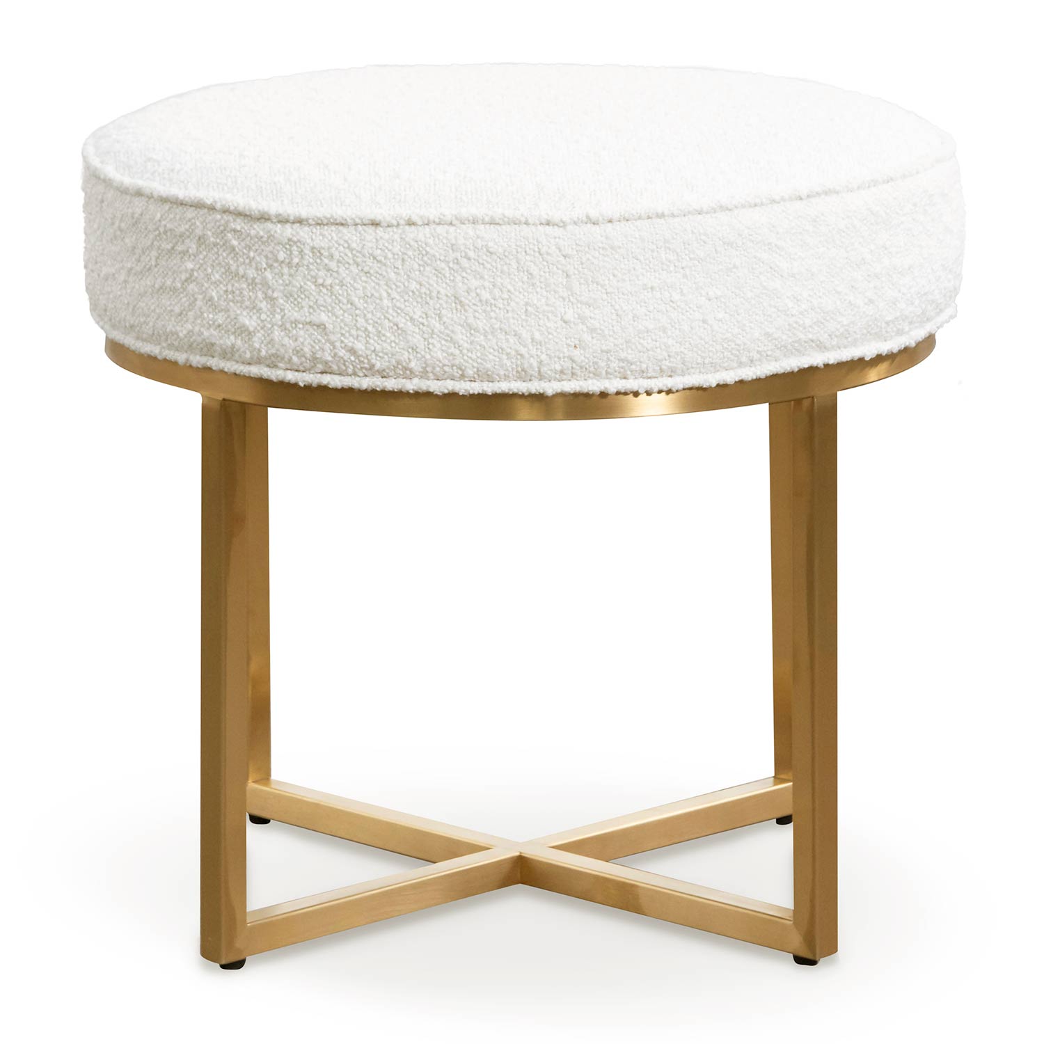 Jazz Stool - Brushed Gold Base & Ivory White Boucle