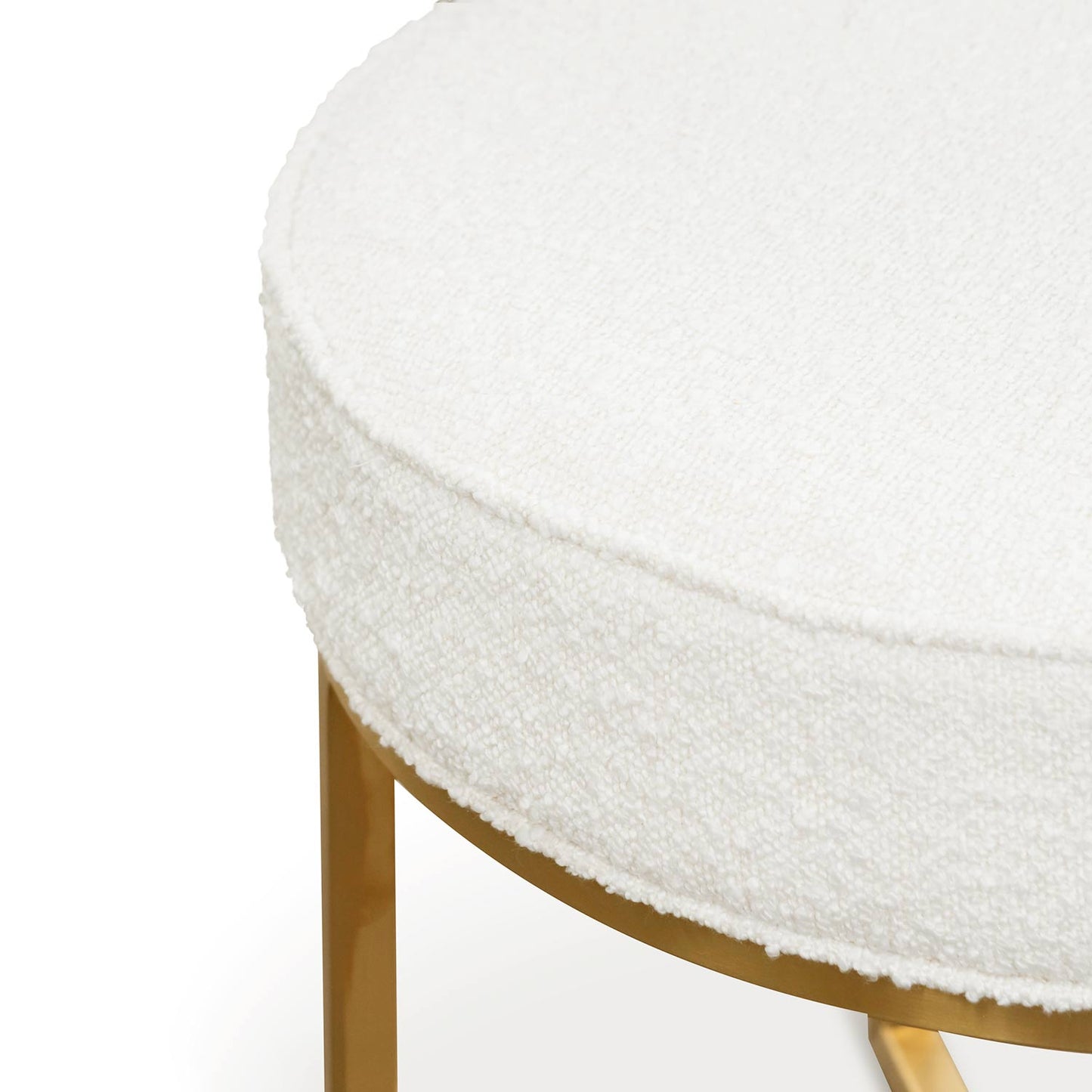 Jazz Stool - Brushed Gold Base & Ivory White Boucle