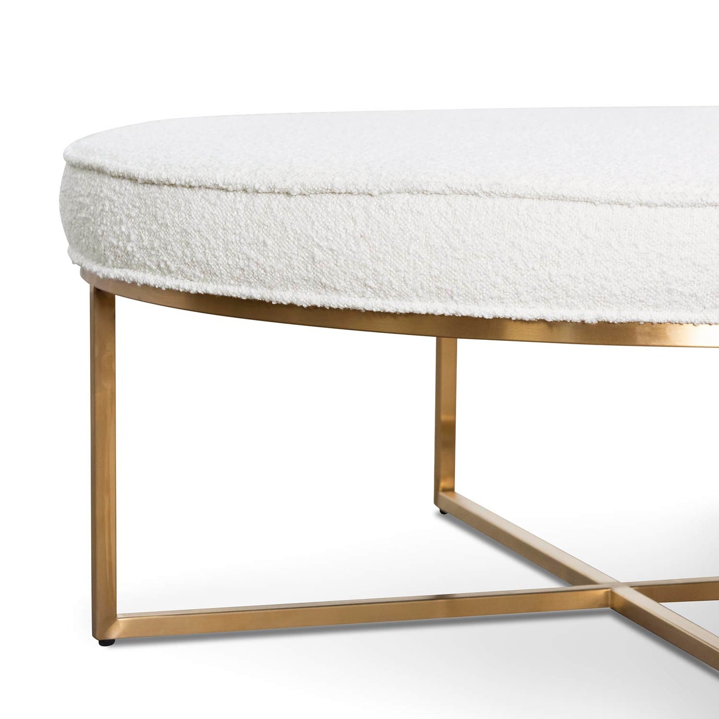 Jazz Ottoman - Brushed Gold Base & Ivory White Boucle