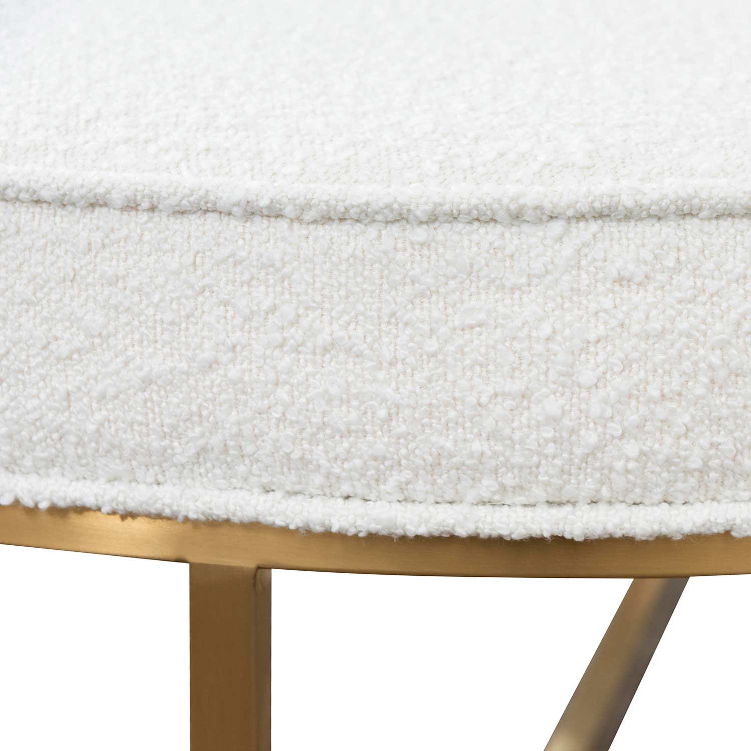 Jazz Ottoman - Brushed Gold Base & Ivory White Boucle