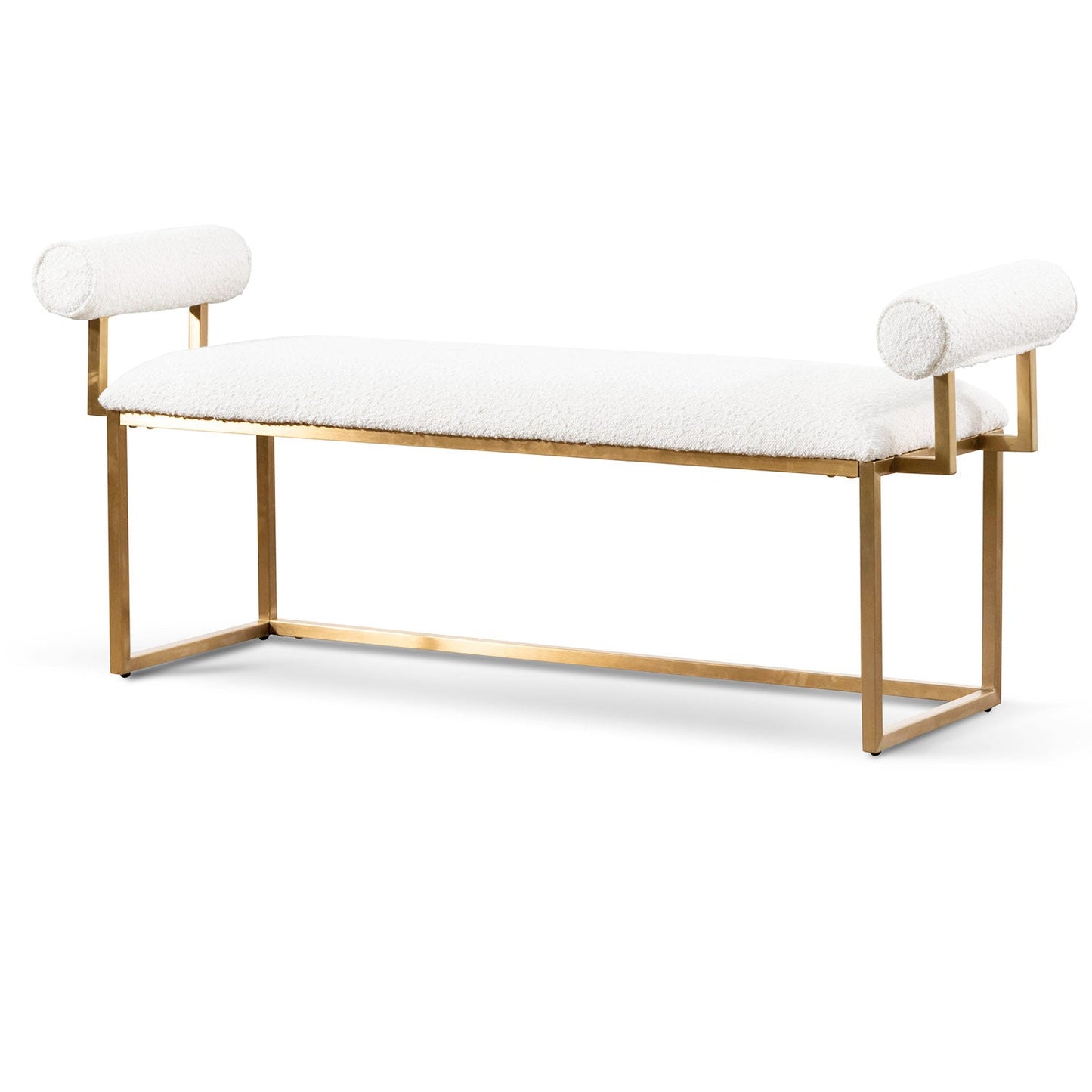 Jazz Bench - Brushed Gold Base & Ivory White Boucle