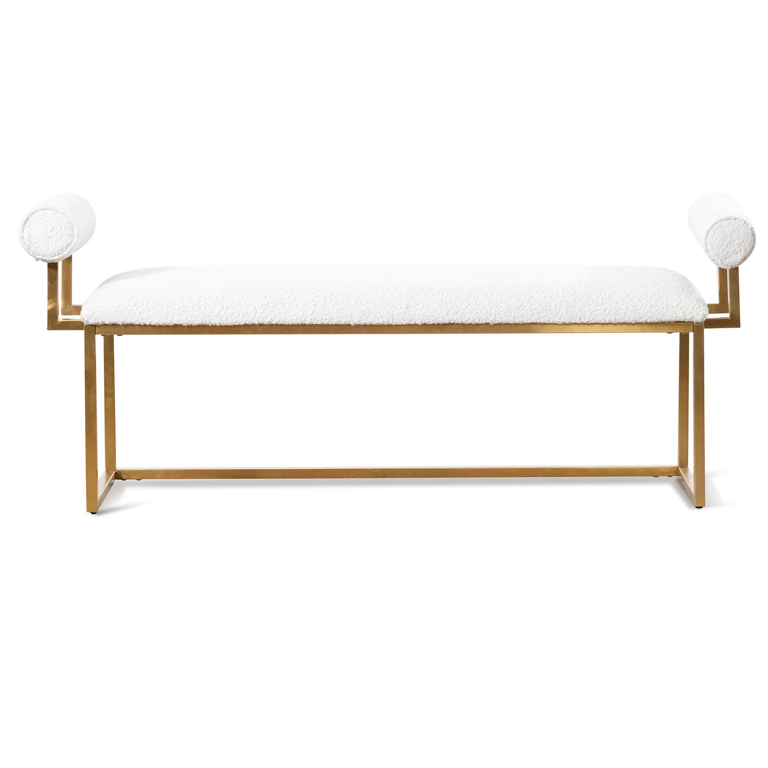 Jazz Bench - Brushed Gold Base & Ivory White Boucle