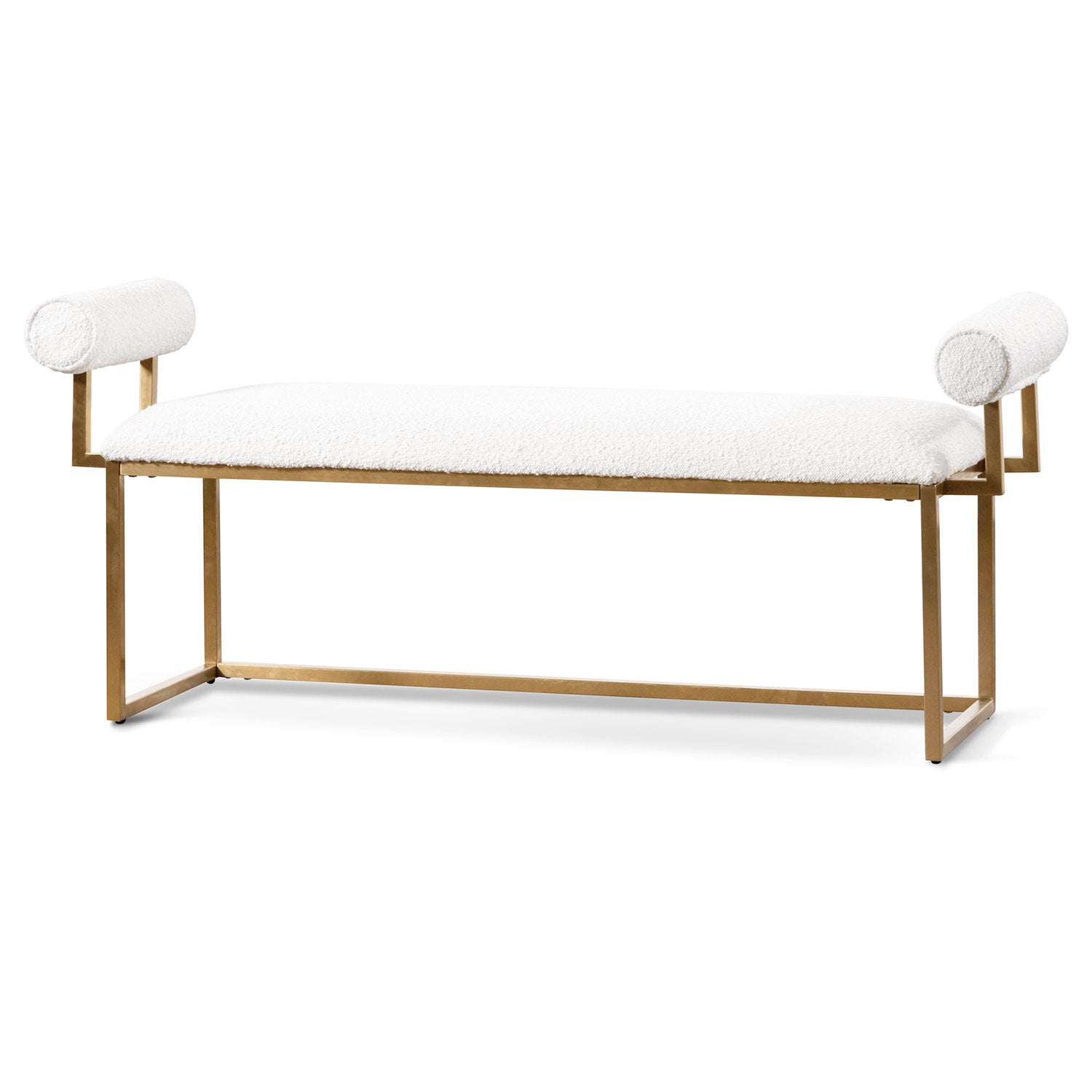 Jazz Bench - Brushed Gold Base & Ivory White Boucle