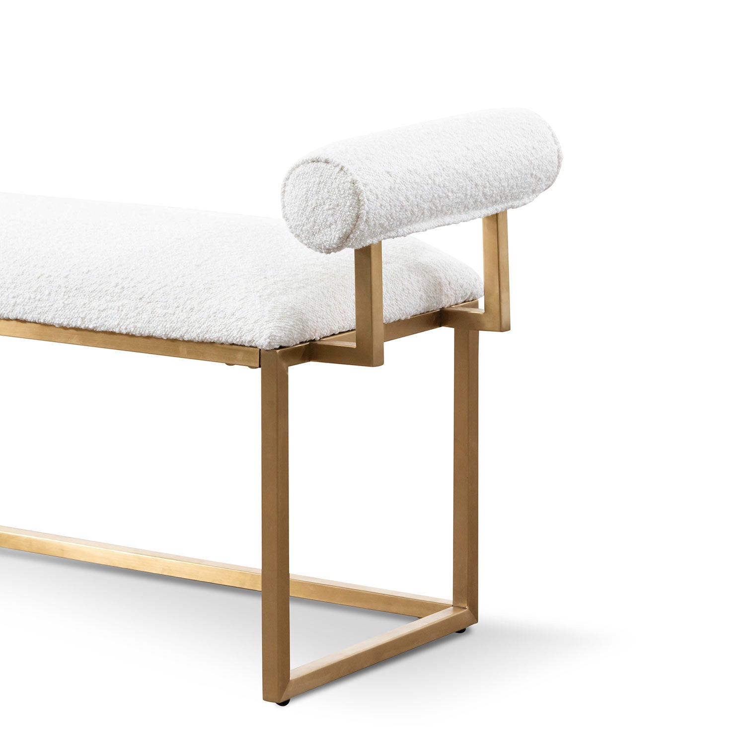 Jazz Bench - Brushed Gold Base & Ivory White Boucle