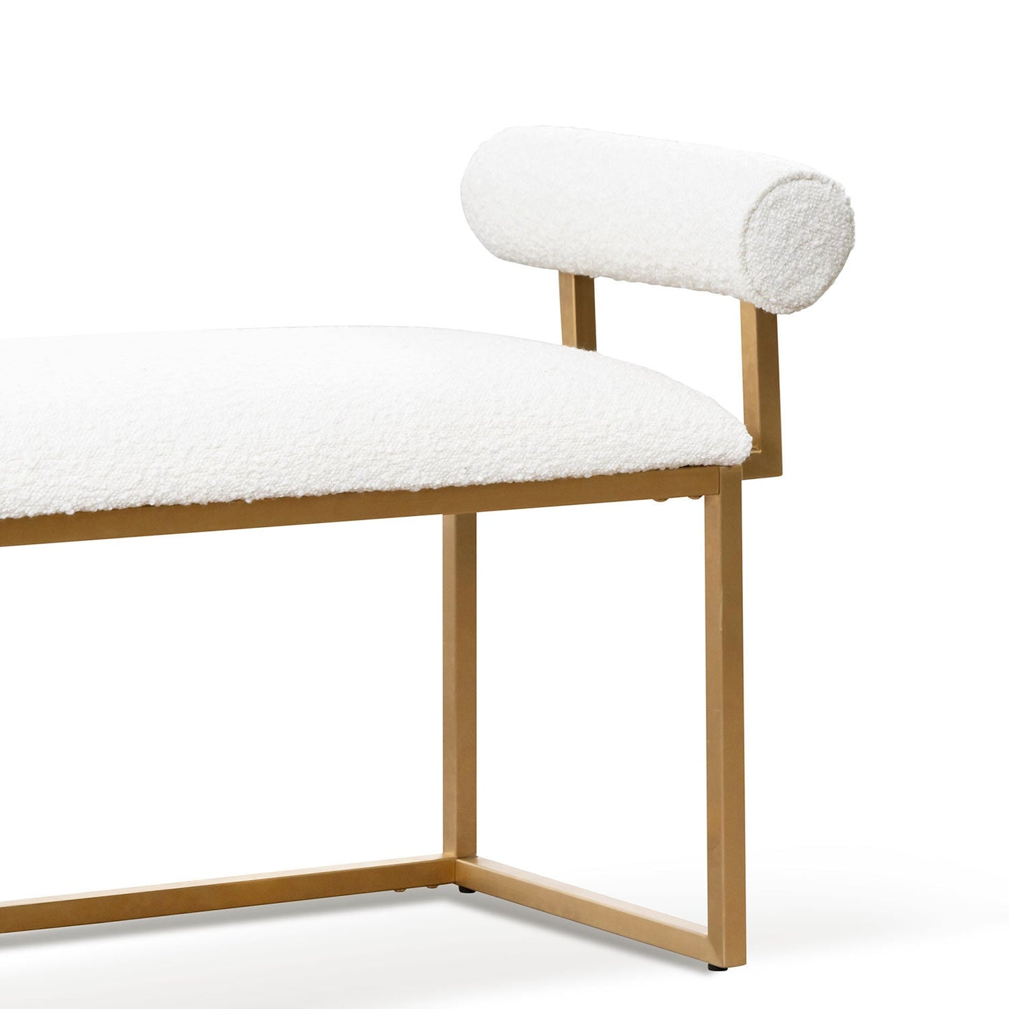 Jazz Bench - Brushed Gold Base & Ivory White Boucle