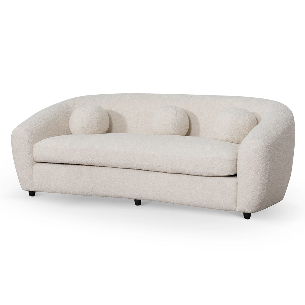 Mildura 3 Seater Sofa - Ivory White Boucle